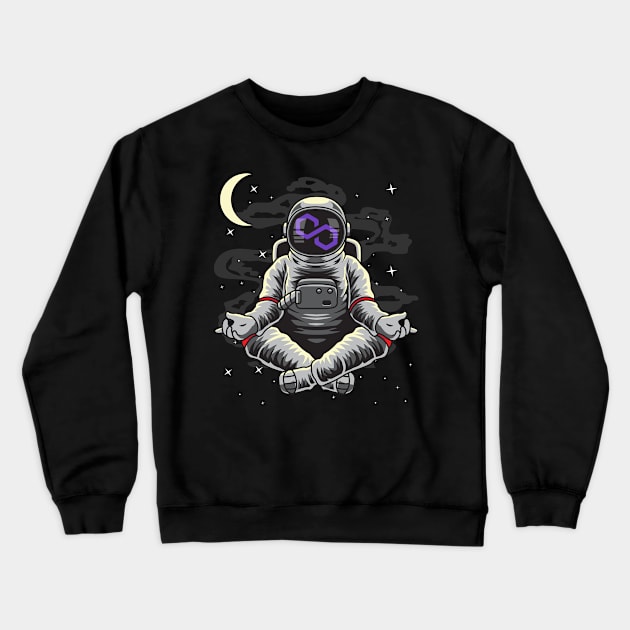 Astronaut Yoga Polygon Matic Coin To The Moon Crypto Token Cryptocurrency Wallet Birthday Gift For Men Women Kids Crewneck Sweatshirt by Thingking About